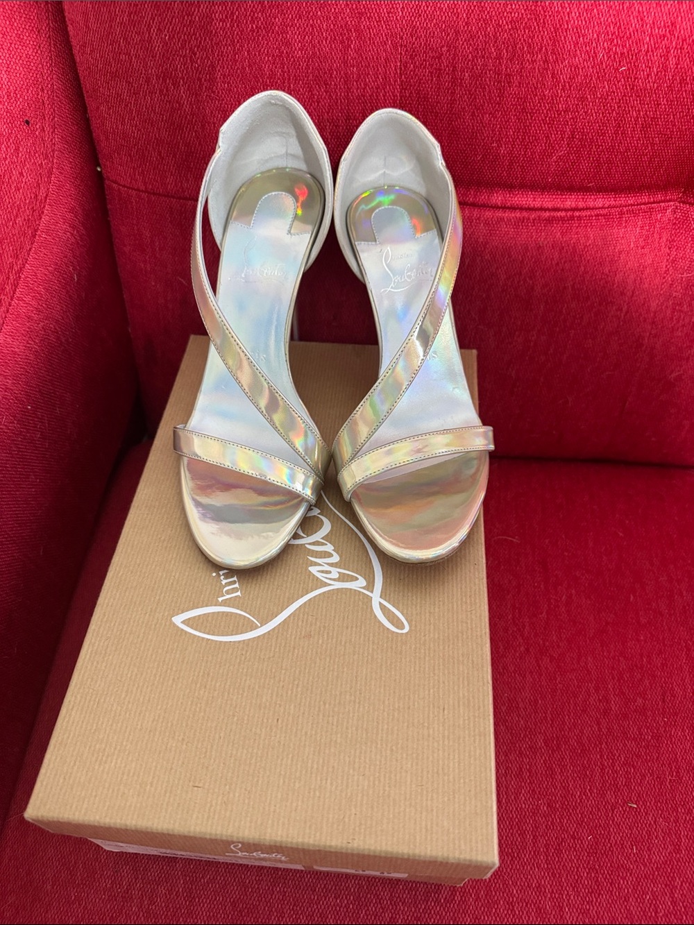Christian Louboutin Iridescent Open-Toe Heels - Multi